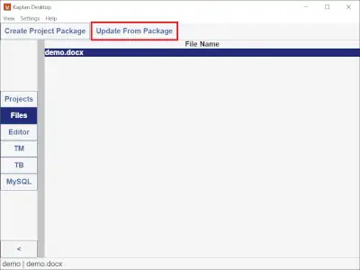 Update From Package button